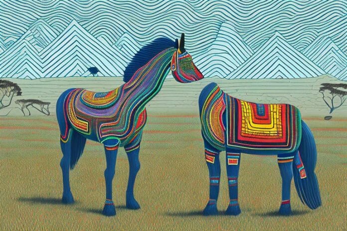 An azteca horse in a rural south african landscape