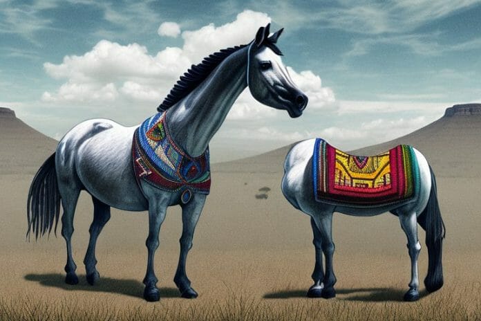 An azteca horse in a rural setting in harrismith