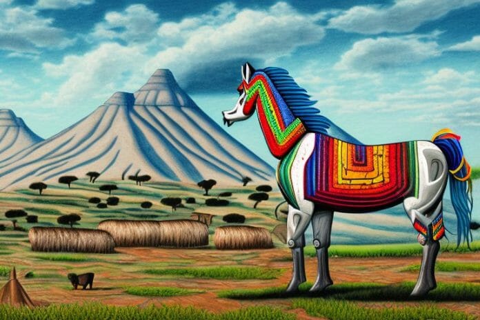 An azteca horse in a rural landscape in bethlehem