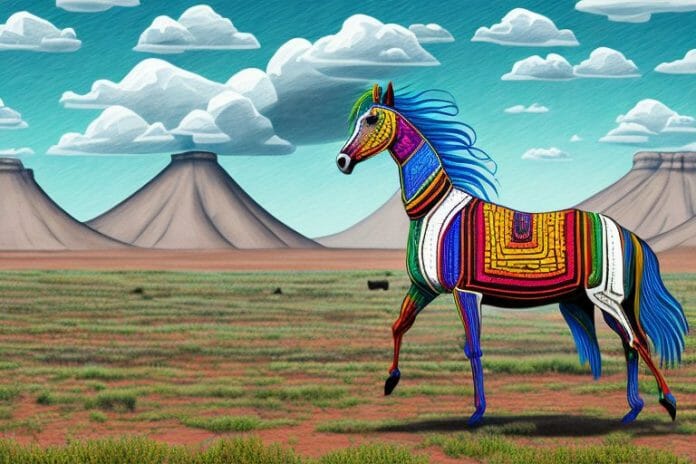 An azteca horse in a rural landscape of the northern cape
