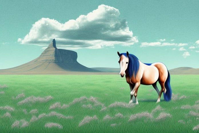 A horse in a field in orkney
