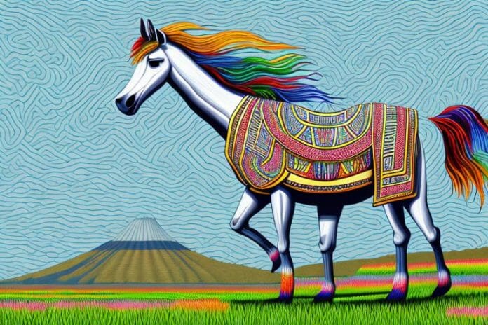 An azteca horse in a field in brits