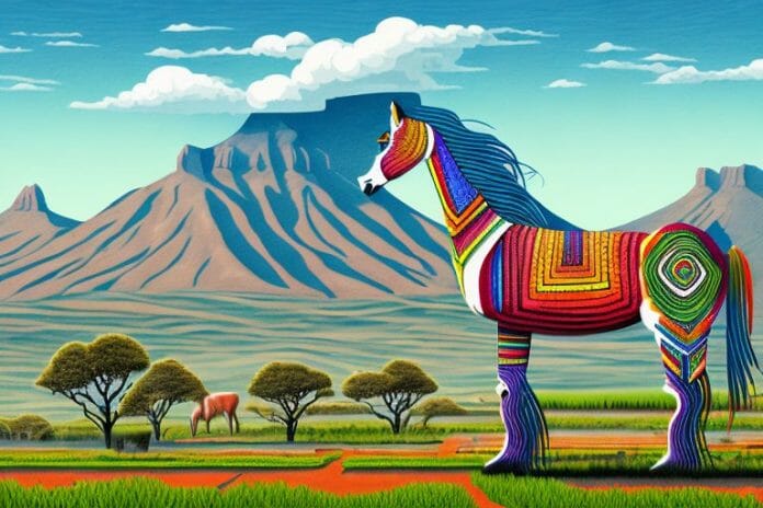 An azteca horse in a rural landscape of the western cape