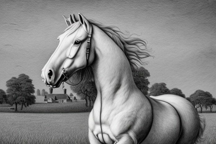 A belgian draft horse in a rural setting in newcastle