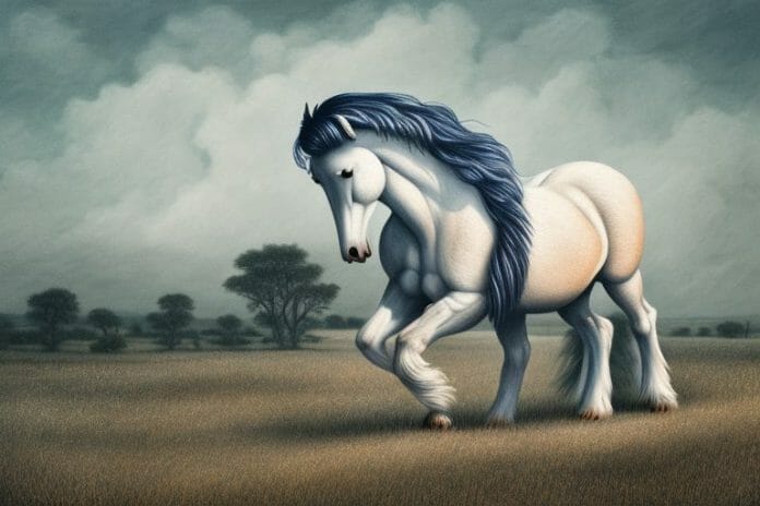 An american belgian draft horse in a rural south african landscape