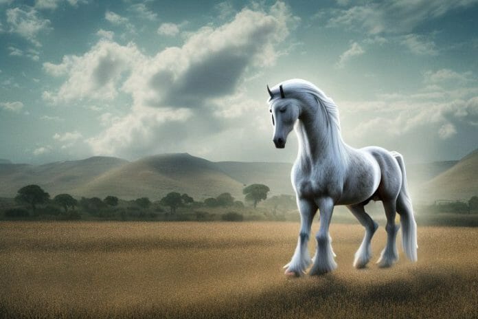 An american belgian draft horse in a rural south african landscape