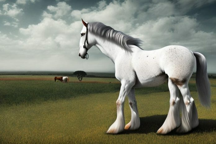 An american belgian draft horse in a rural setting in eastern cape
