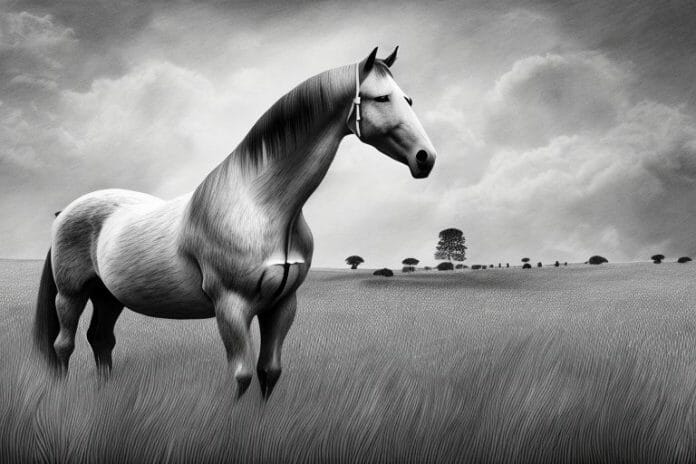 A belgian draft horse in a field in ballito