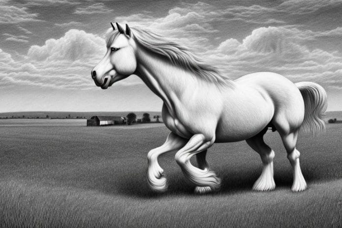 A belgian draft horse in a rural south african landscape