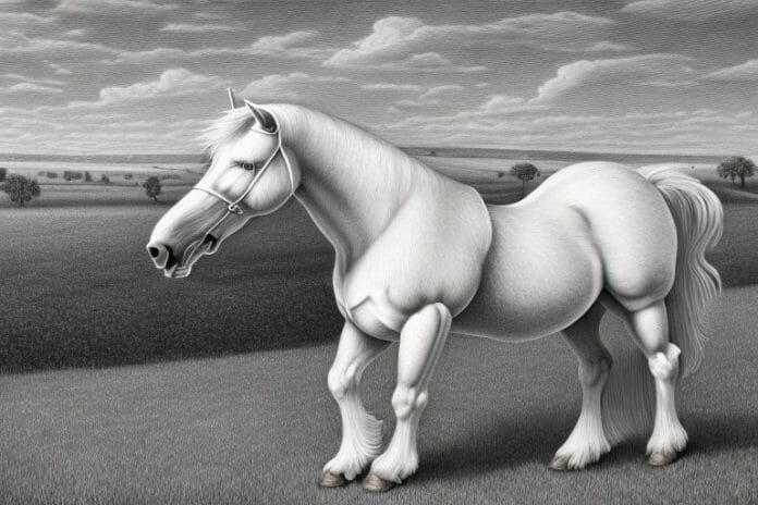 An american belgian draft horse in a rural south african landscape