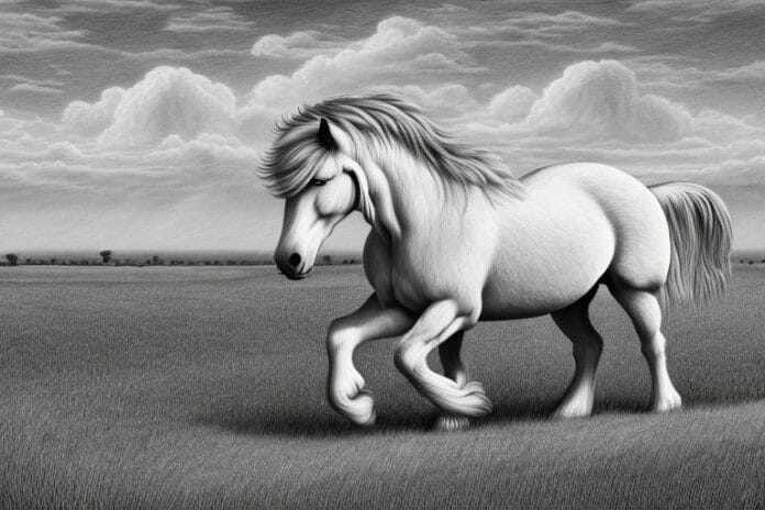 An american belgian draft horse in a rural south african landscape