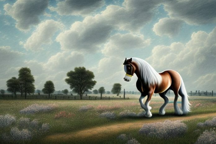 A belgian draft horse in a rural landscape in bloemfontein