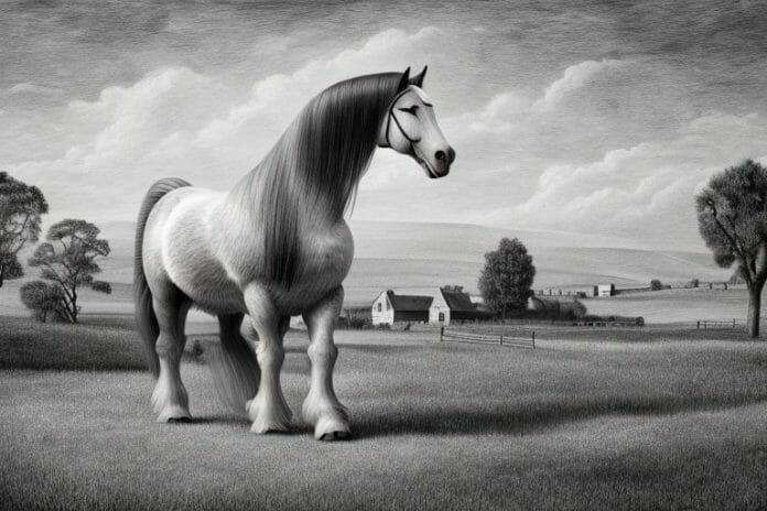 A belgian draft horse in a rural setting in parys