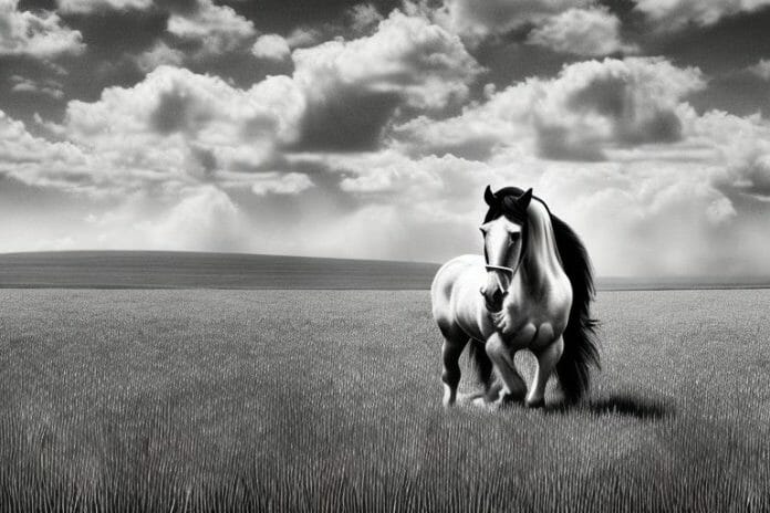 A belgian draft horse in a field in harrismith