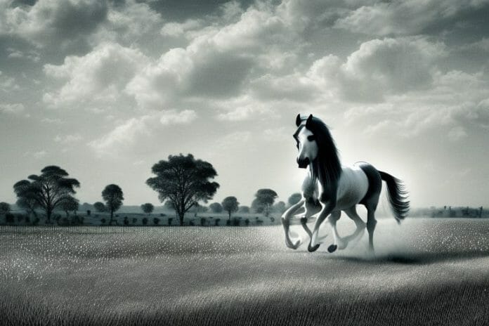 A belgian draft horse in a rural landscape in gauteng