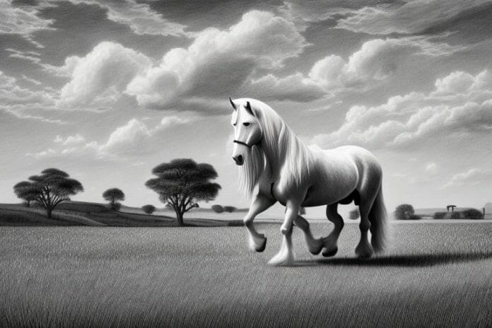 A belgian draft horse in a rural south african landscape