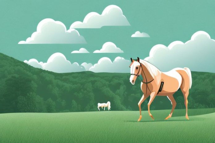 A horse and rider in a rural setting