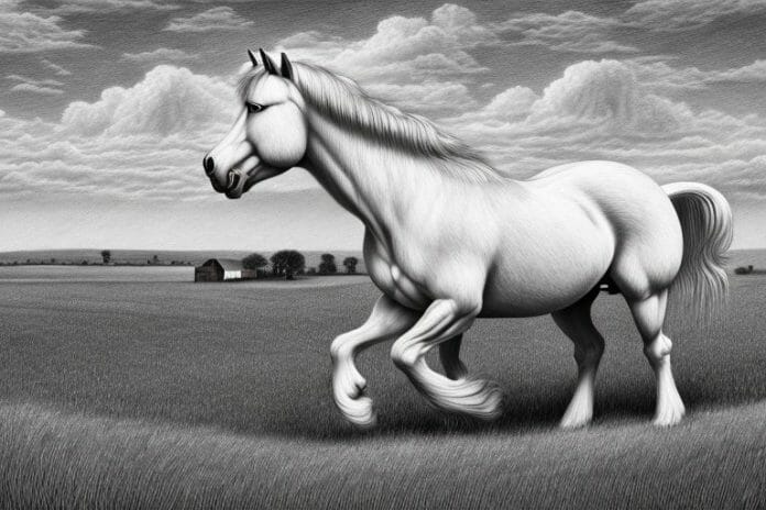 A belgian draft horse in a rural south african landscape