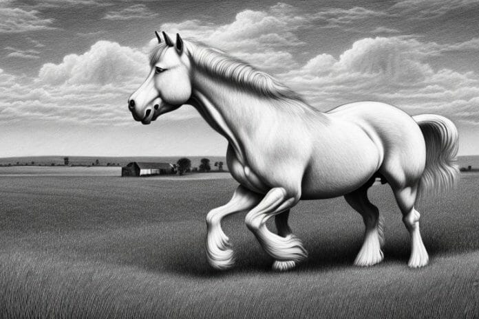 A belgian draft horse in a rural south african landscape