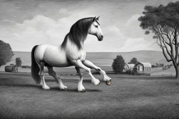 A belgian draft horse in a rural setting in louis trichardt