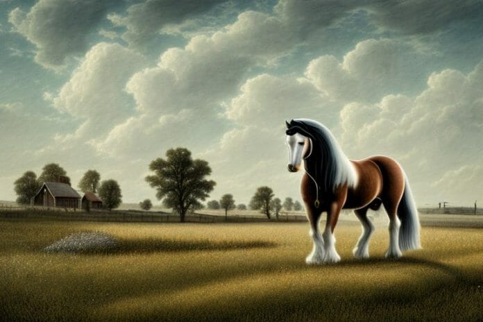 An american belgian draft horse in a rural landscape in secunda