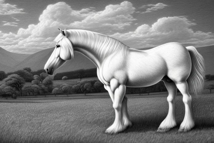 An american belgian draft horse in a rural south african landscape