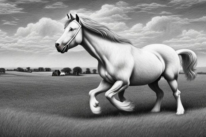 A belgian draft horse in a rural south african landscape