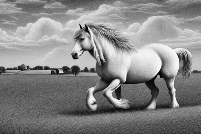 A belgian draft horse in a rural south african landscape