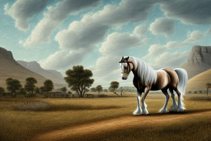 A belgian draft horse in a rural landscape in kimberley
