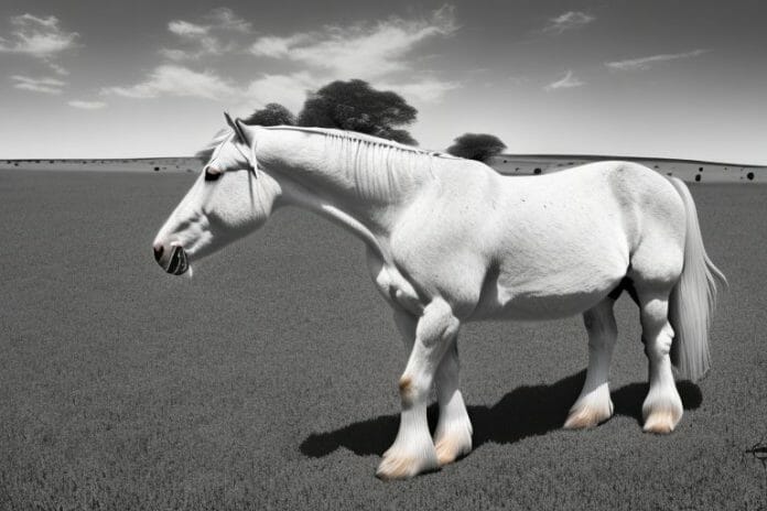 An american belgian draft horse in a rural setting in the northern cape of south africa