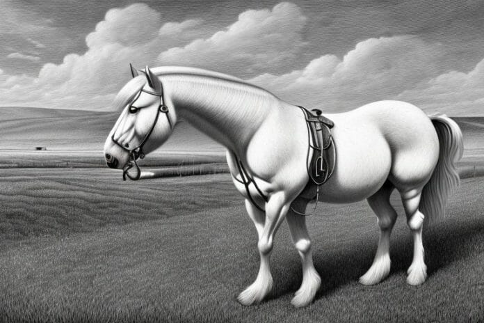 A belgian draft horse in a rural setting in orkney