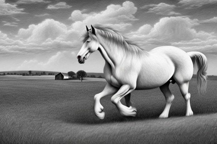 A belgian draft horse in a rural south african landscape