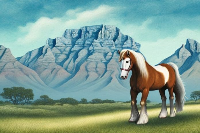 An american belgian draft horse in a scenic landscape in cape town