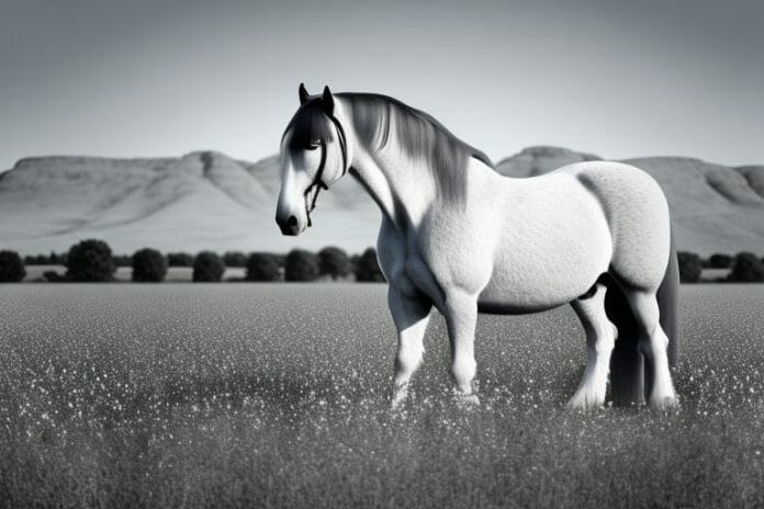 An american belgian draft horse standing in a field in george