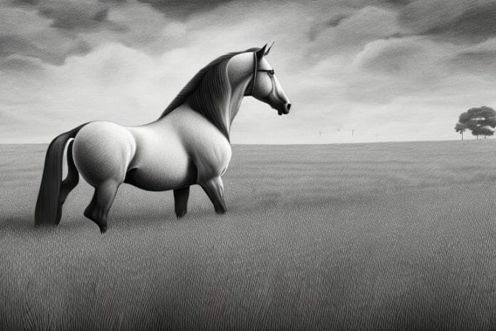 A belgian draft horse in a field in worcester