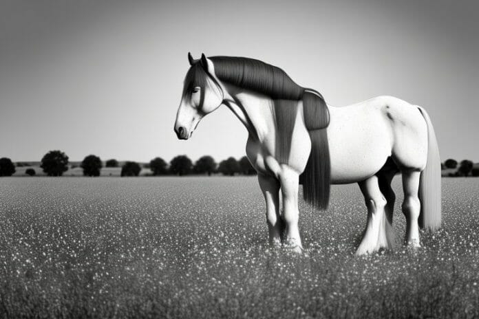 An american belgian draft horse standing in a field in oudtshoorn