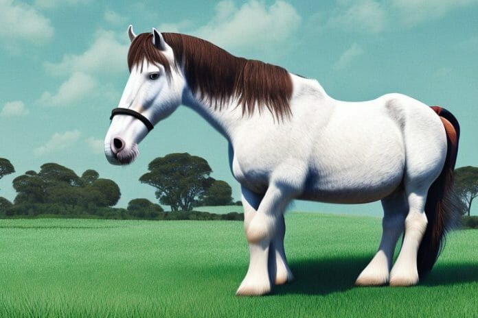 A shire horse in a pasture in durban