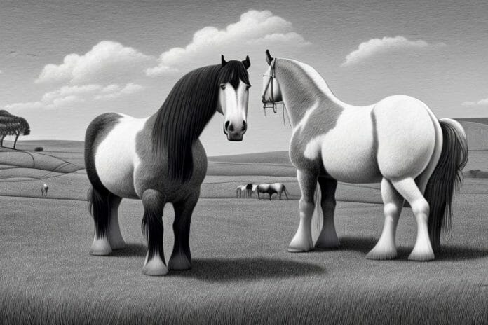 A shire horse in a rural setting in newcastle