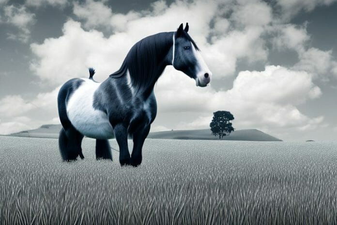 A majestic shire horse standing in a field in ladysmith