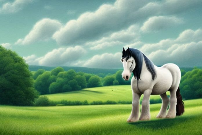 A shire horse in a rural setting