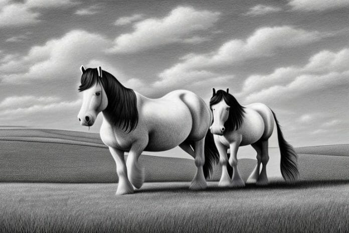 A shire horse in a rural setting in margate