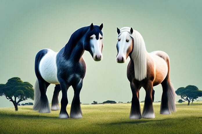 A majestic shire horse in a rural south african landscape
