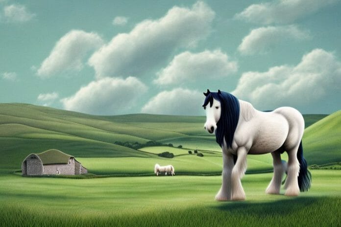 A shire horse in a rural landscape in ballito