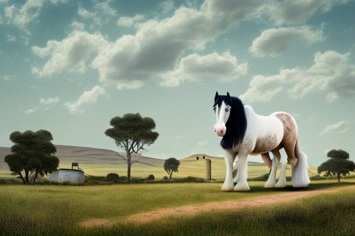 A shire horse in a rural landscape in aliwal north