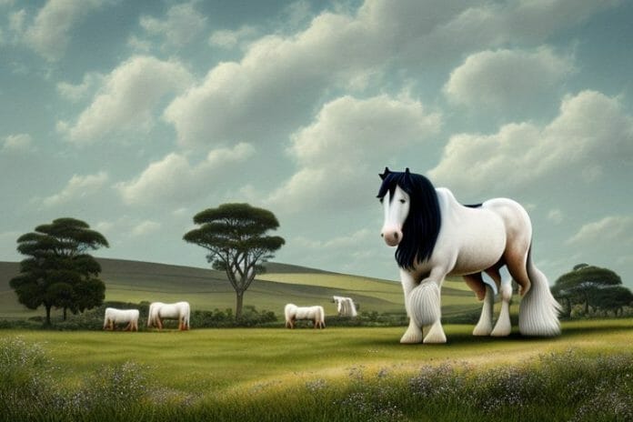 A shire horse in a rural landscape in mthatha