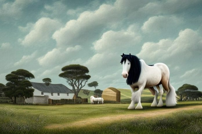 A shire horse in a rural landscape in port alfred