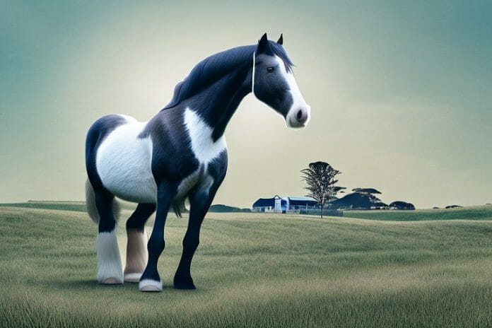 A majestic shire horse in a rural setting in jeffreys bay