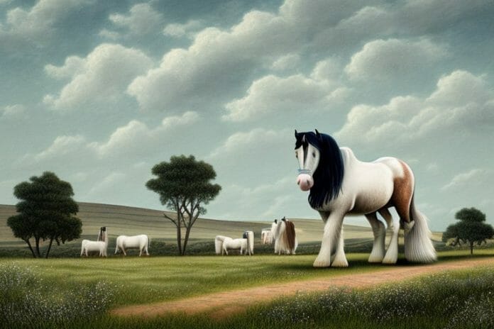 A shire horse in a rural landscape in the free state