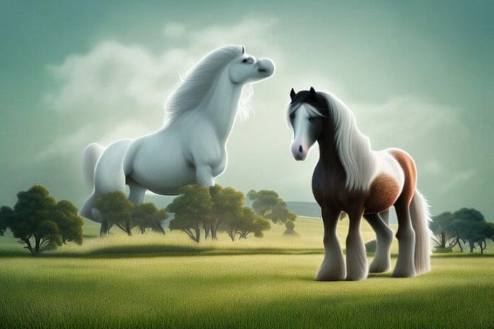 A majestic shire horse in a rural landscape in bloemfontein