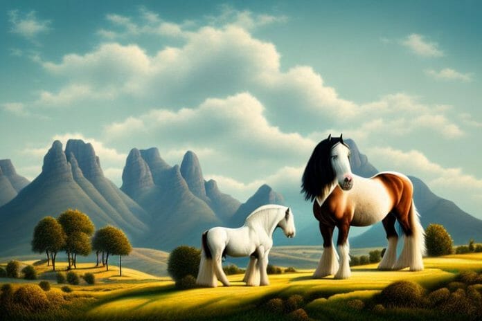 A shire horse in a rural landscape